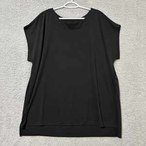 Work Casual Black Tunic Top Plus Size 2X Stretch Minimalist Layering Blouse